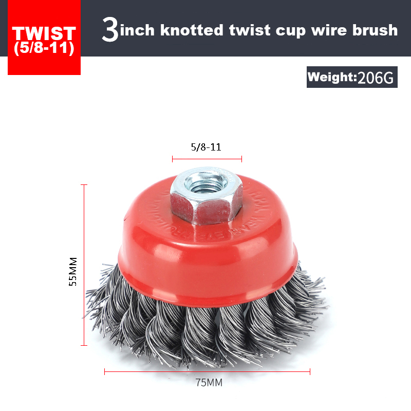 3inch knotted twist cup wire brush
